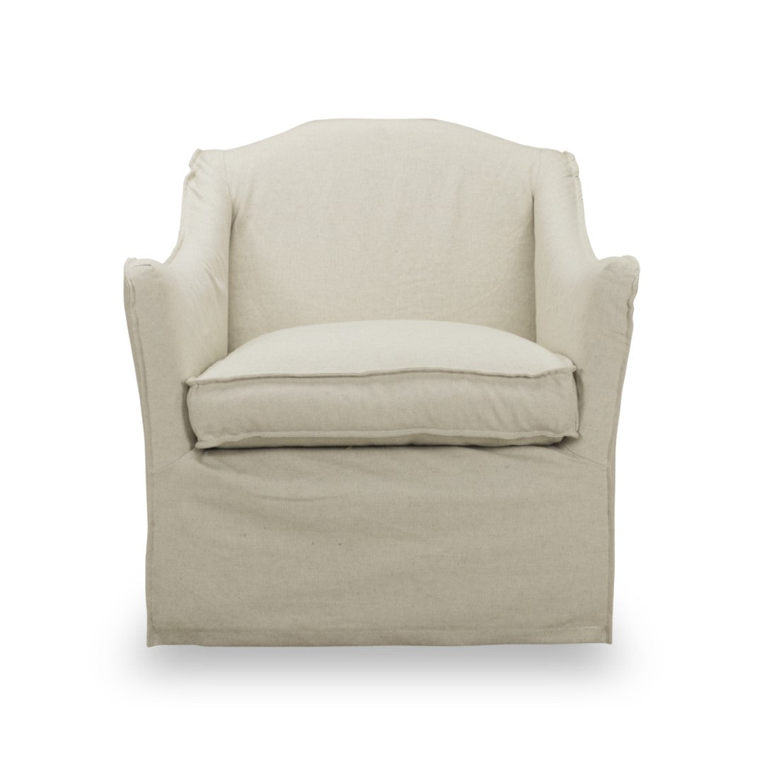Keith Slipcovered Swivel in Milar Natural