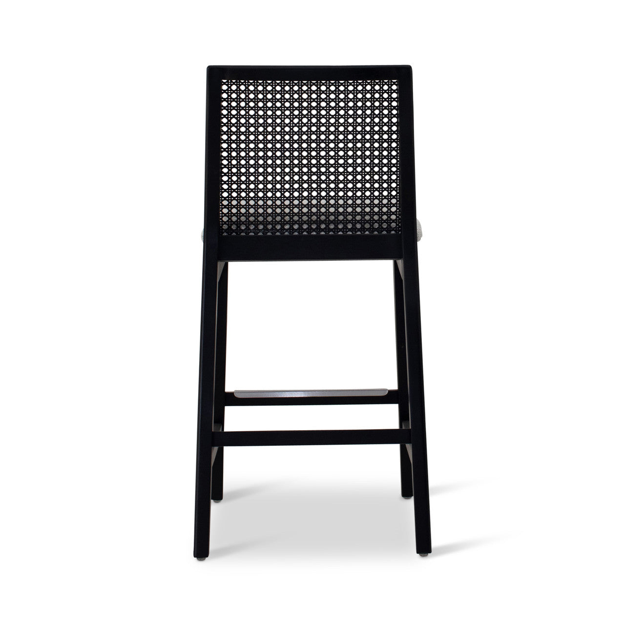 Modern Brazilian - Nardia - Cane Counter Stool - Bouclé Crafted Glaze Seat - Ebano Frame - Ebano Cane Webbing