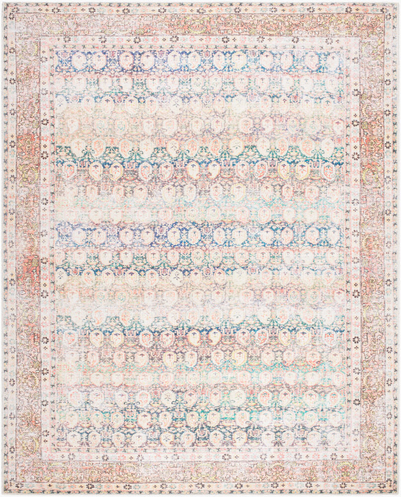 Kemer Bright Blue/Yellow Machine Woven Rug - 2'7" x 10'