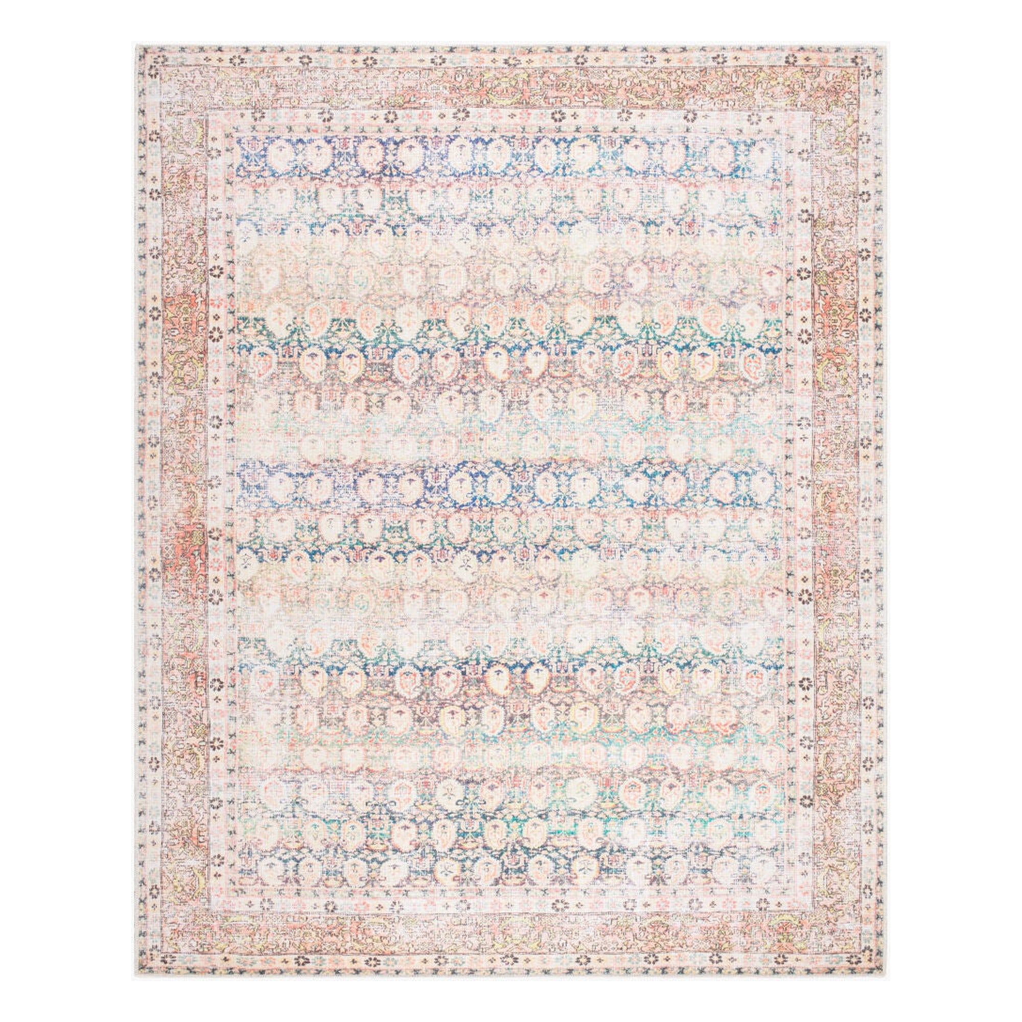 Kemer Bright Blue/Yellow Machine Woven Rug - 2'7" x 10'