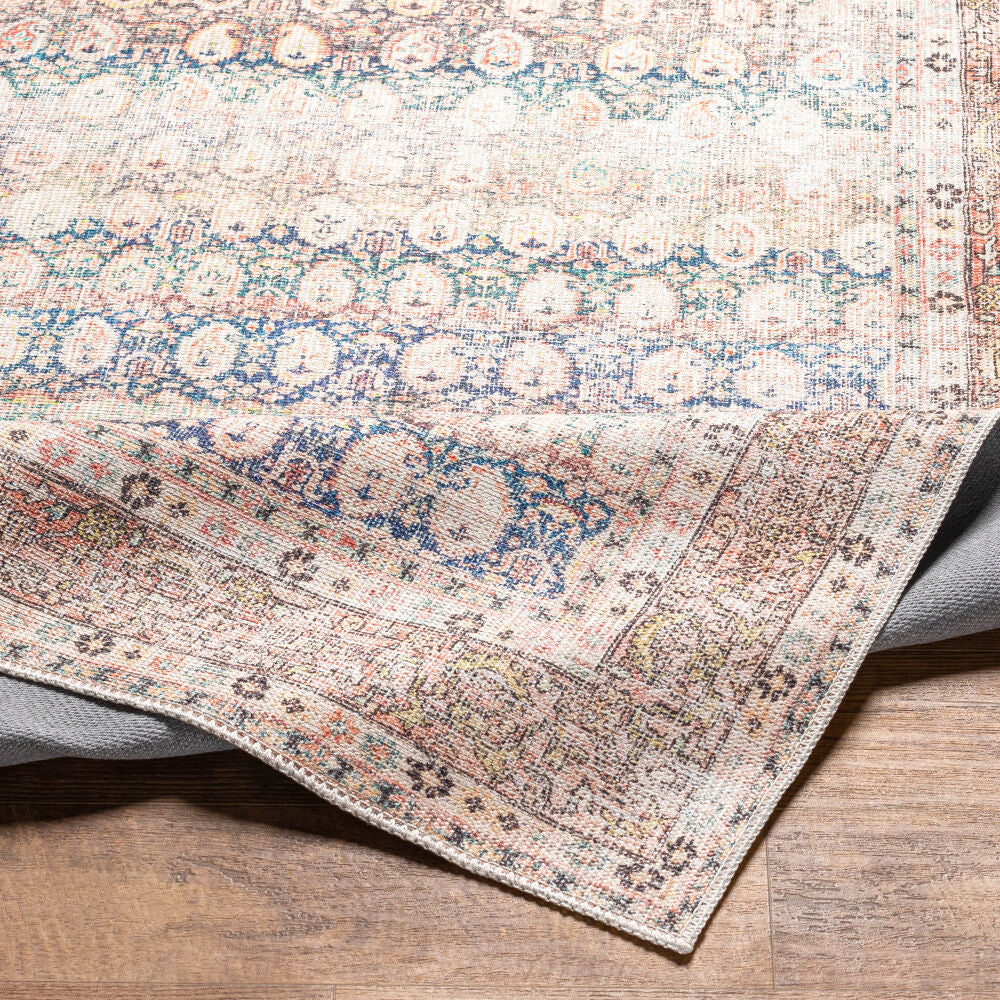 Kemer Bright Blue/Yellow Machine Woven Rug - fold