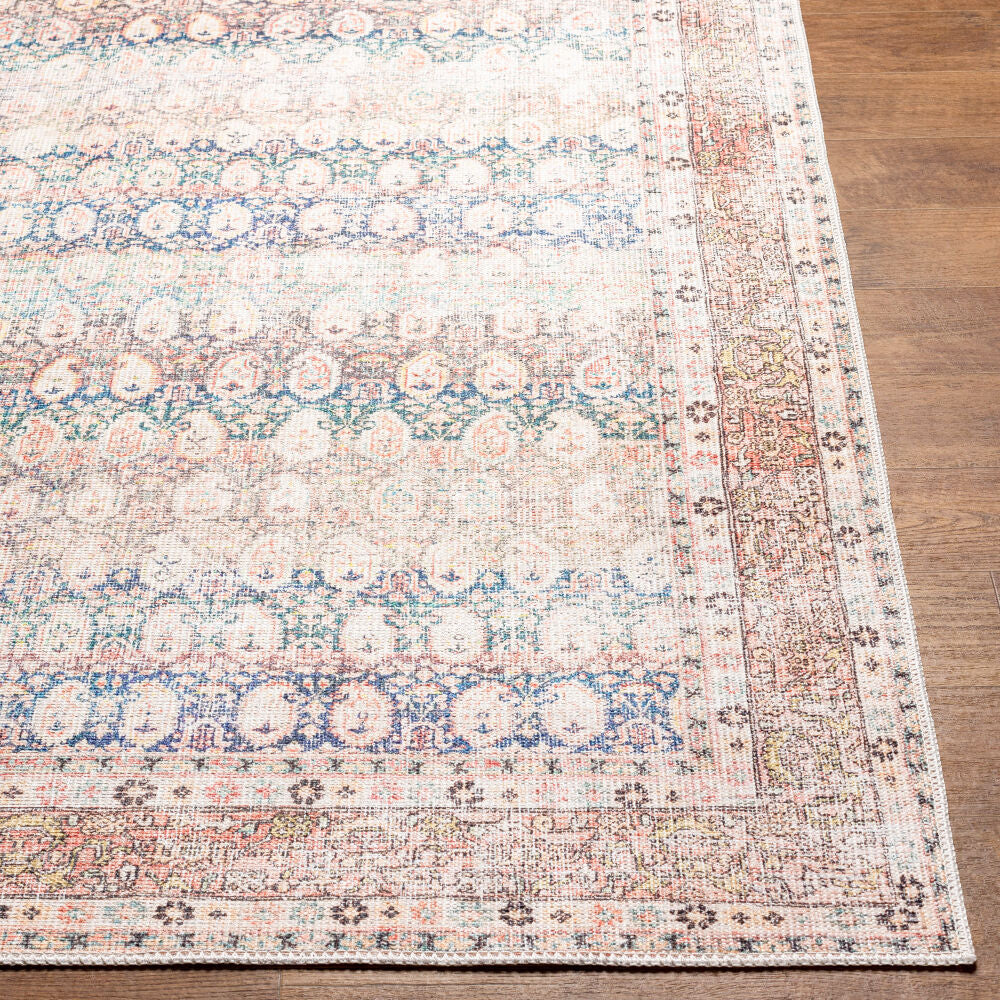 Kemer Bright Blue/Yellow Machine Woven Rug - front