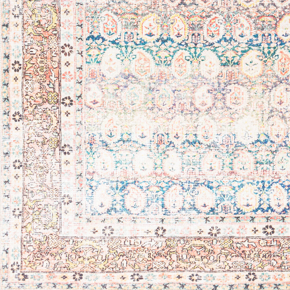 Kemer Bright Blue/Yellow Machine Woven Rug - swatch