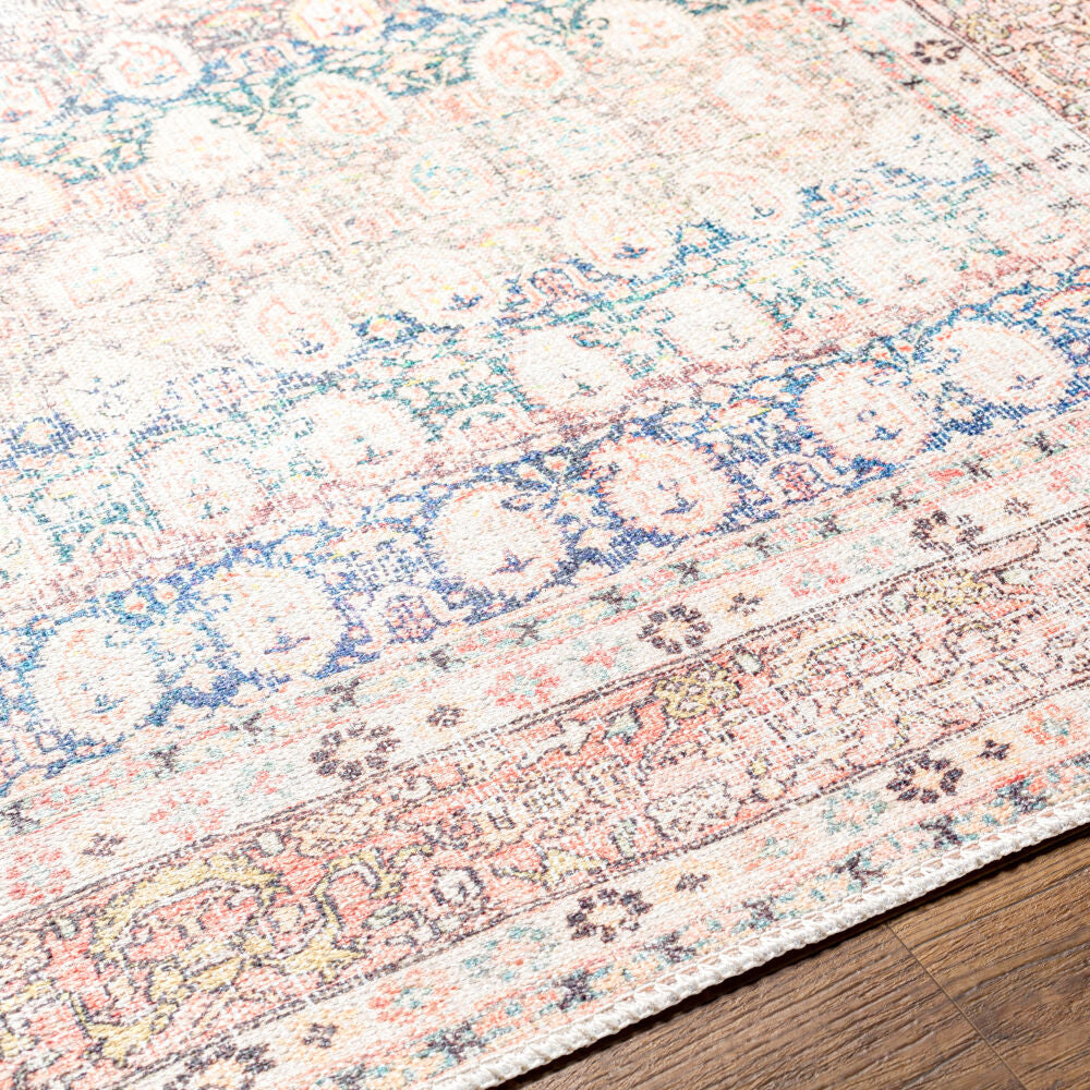 Kemer Bright Blue/Yellow Machine Woven Rug - texture