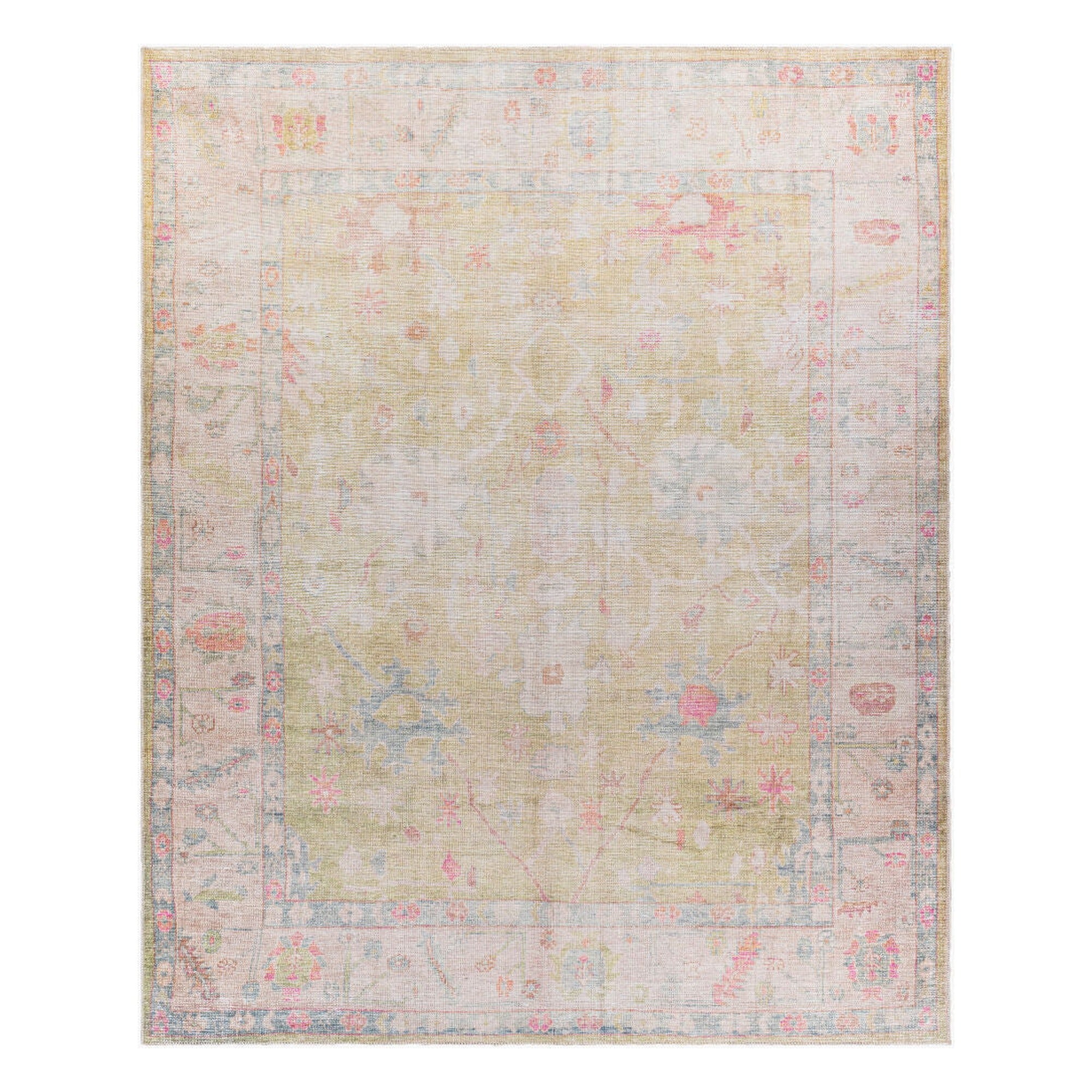 Kemer Dusty Pink/White Machine Woven Rug - 2'7" x 10'