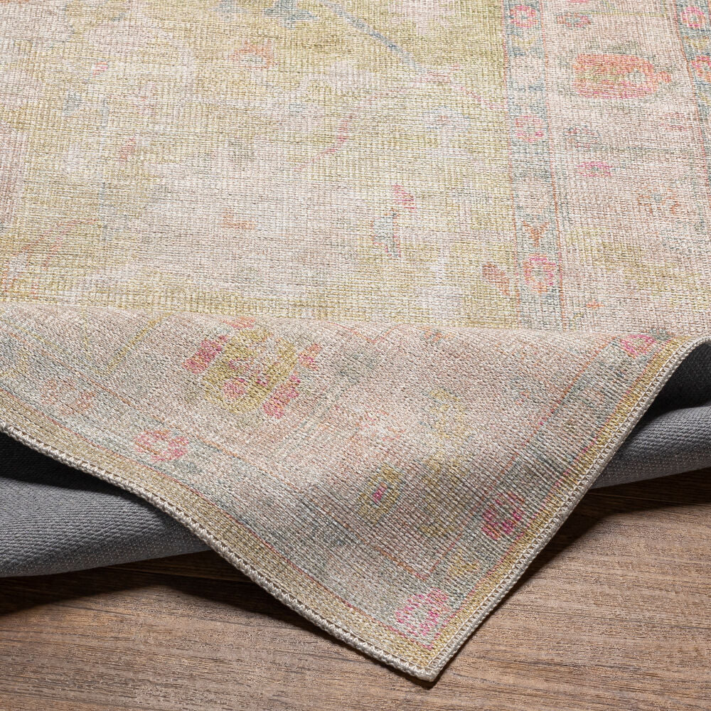 Kemer Dusty Pink/White Machine Woven Rug - fold