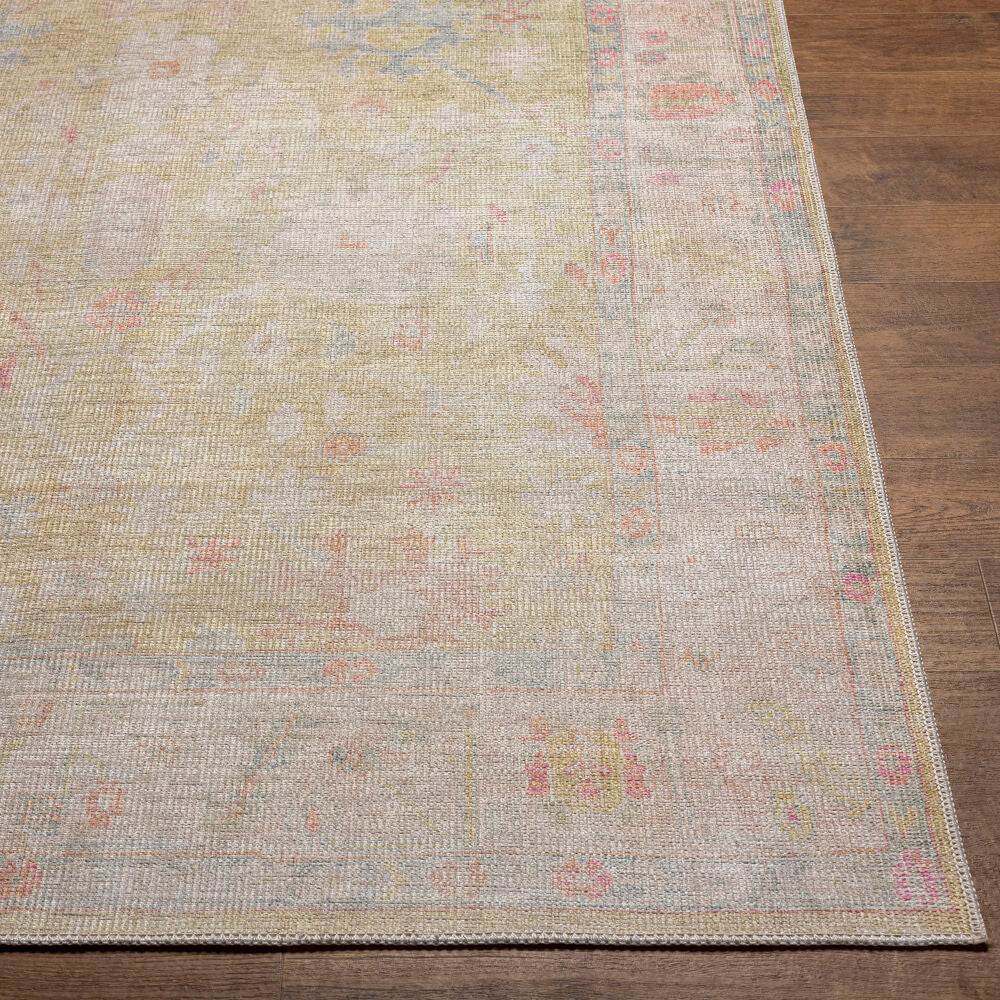 Kemer Dusty Pink/White Machine Woven Rug - front