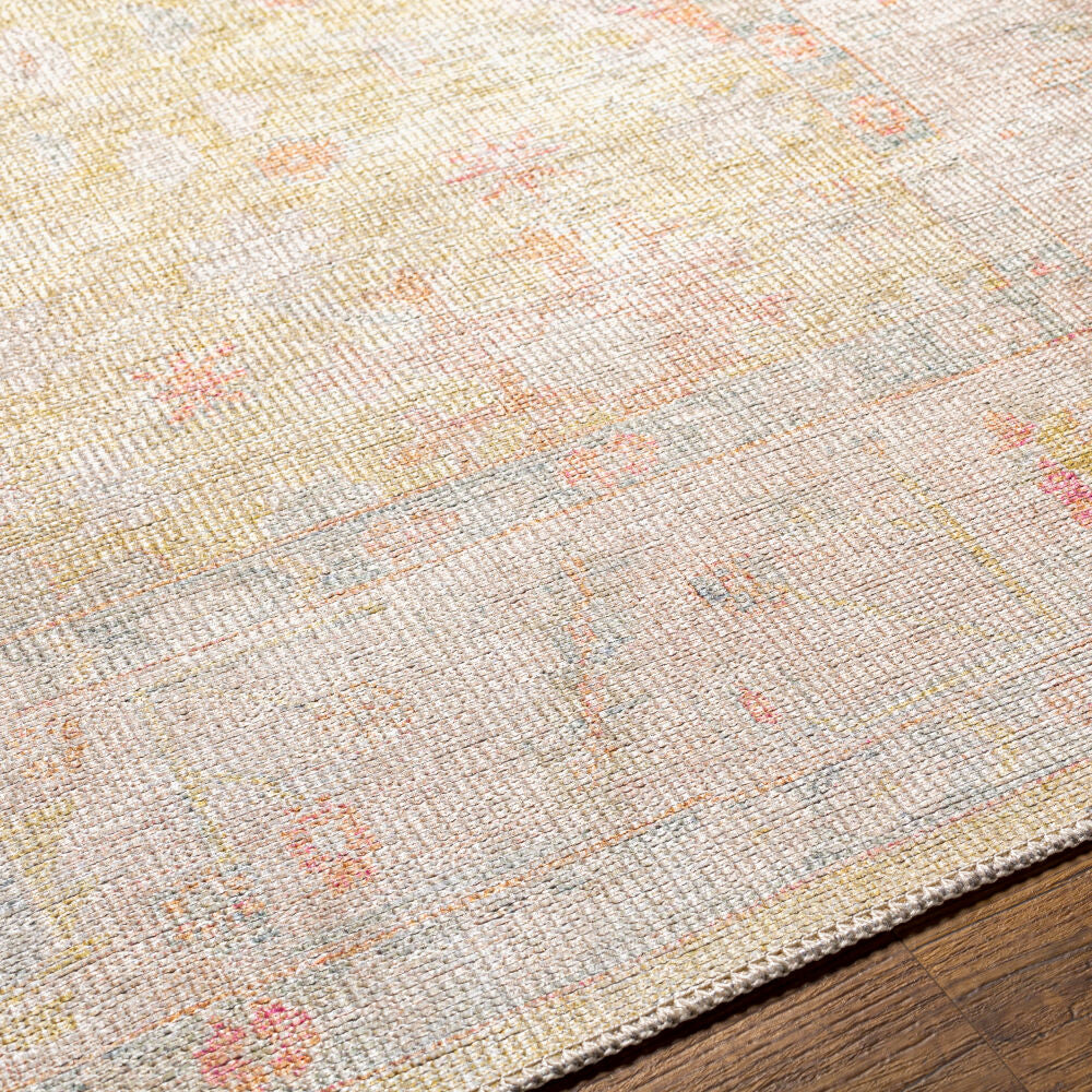 Kemer Dusty Pink/White Machine Woven Rug - texture