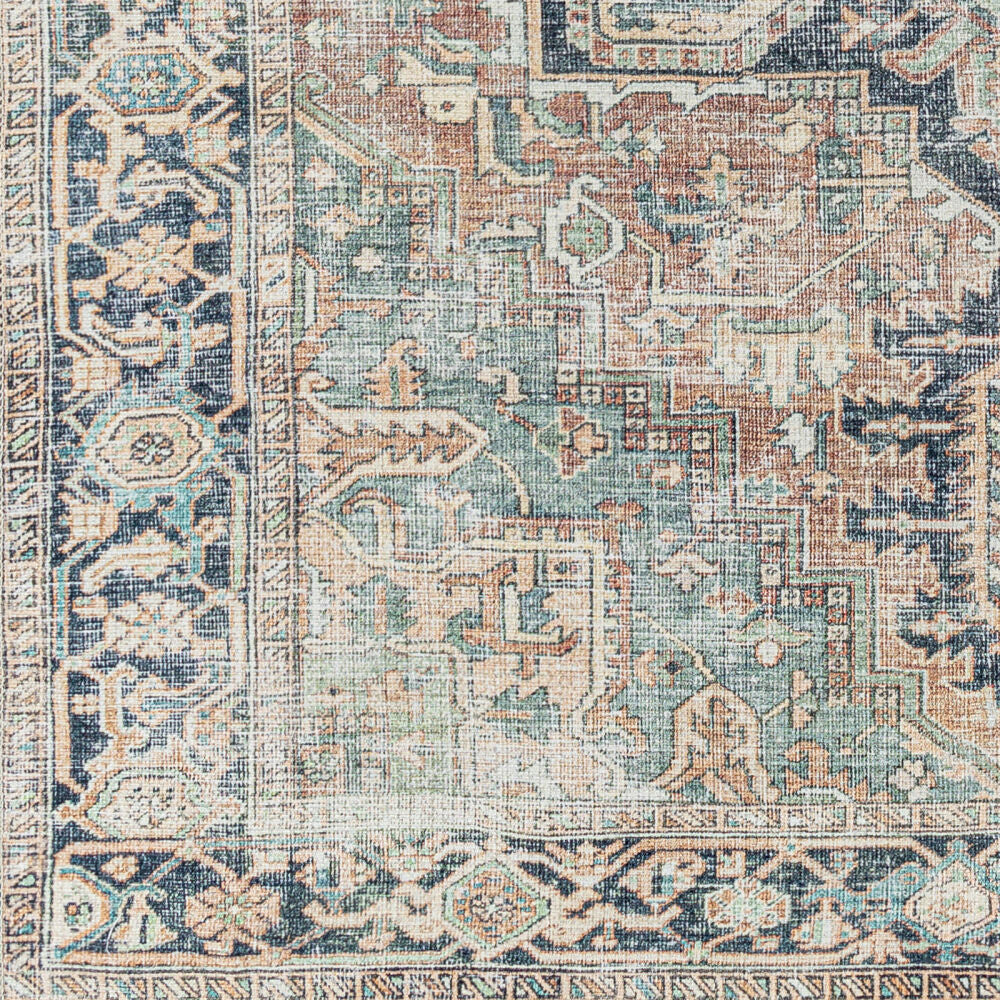 Kemer Navy/Yellow Machine Woven Rug - swatch
