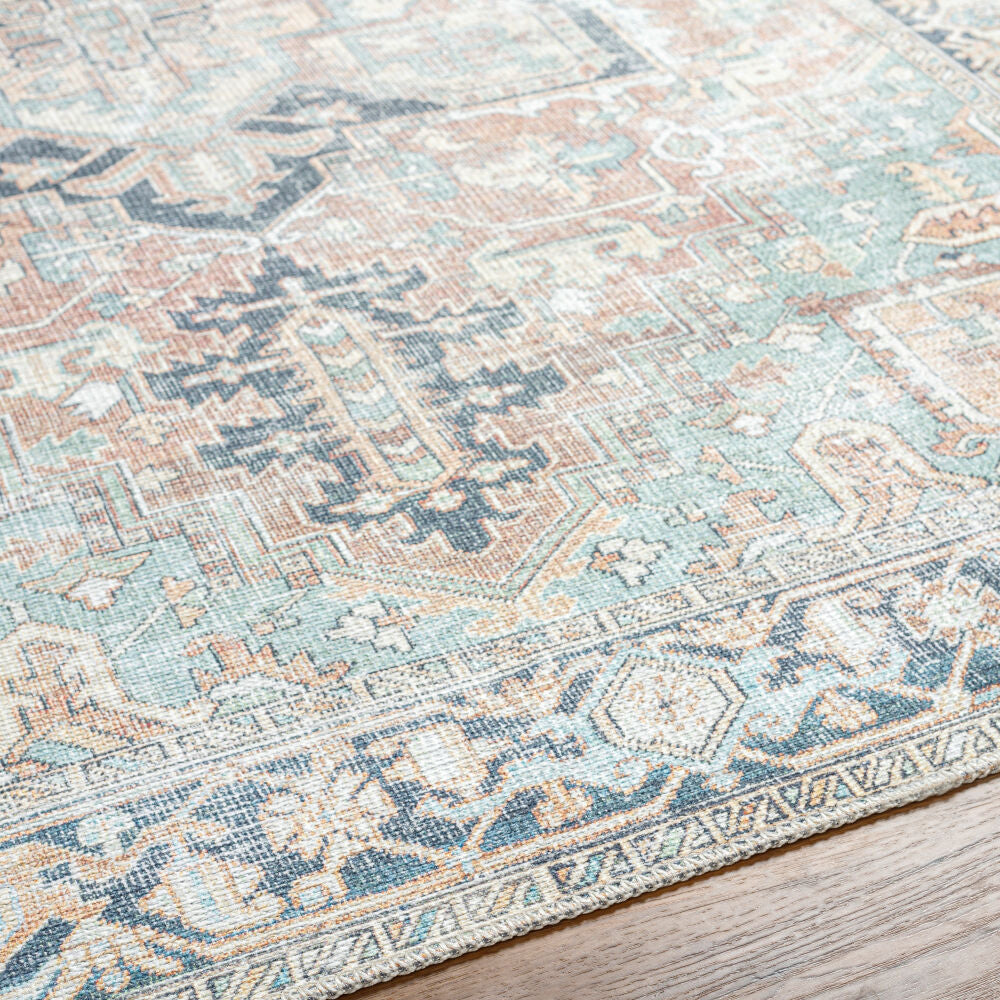 Kemer Navy/Yellow Machine Woven Rug - texture
