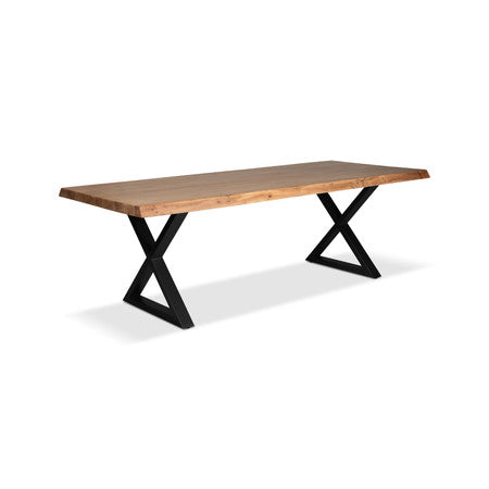 Brooks Dining Table X Base 40" x 92" Teak Top - Black Base