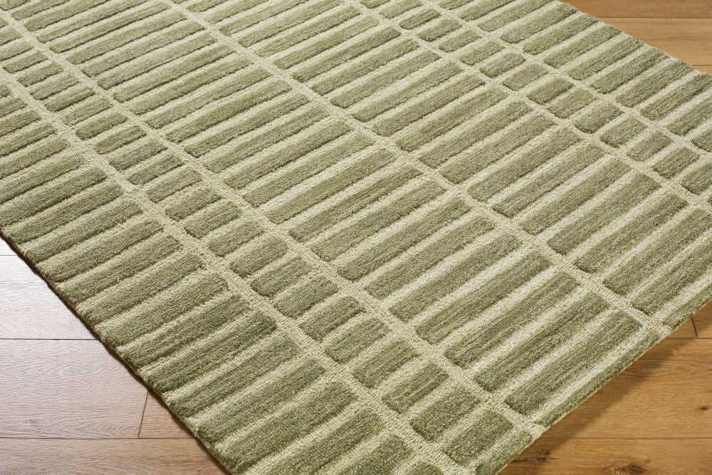 Klopp Ivory/Olive Handmade Rug - corner