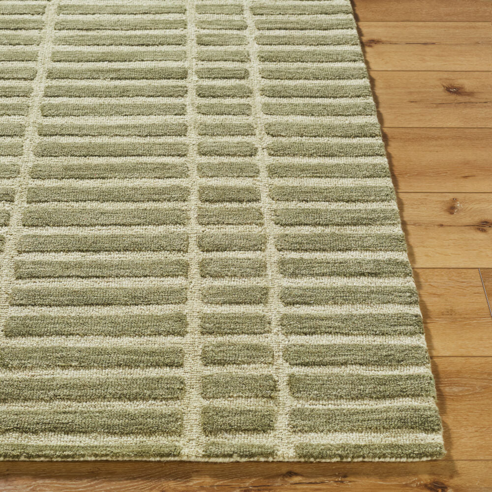 Klopp Ivory/Olive Handmade Rug - front