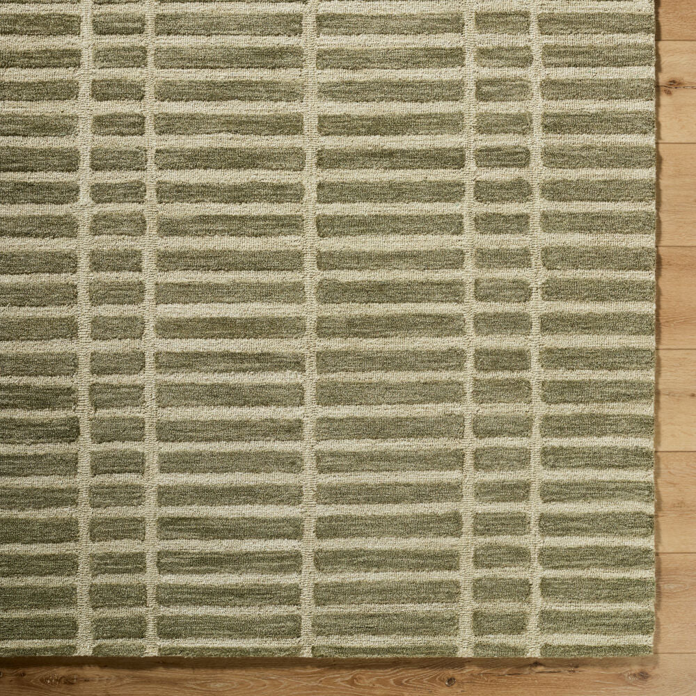 Klopp Ivory/Olive Handmade Rug - overhead