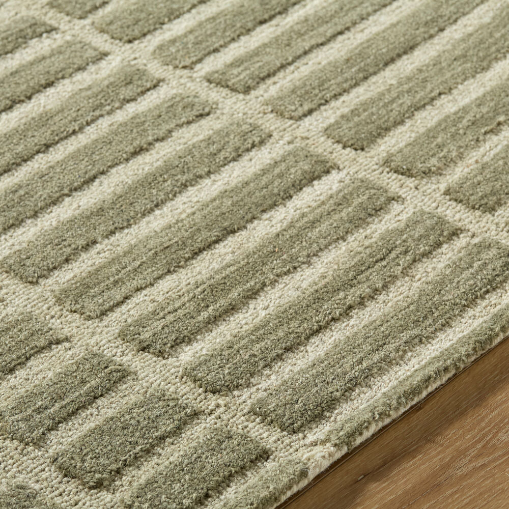 Klopp Ivory/Olive Handmade Rug - texture
