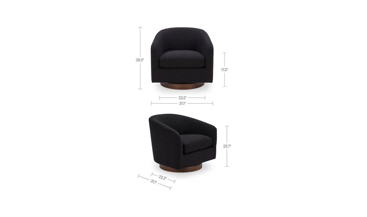 Oscy Swivel Chair Black by Moe's Home Collection - view 6