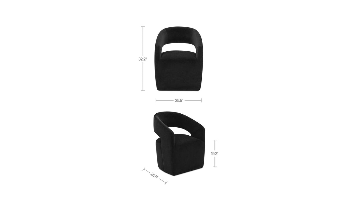 Barrow Rolling Dining Chair Black by Moe's Home Collection - view 11