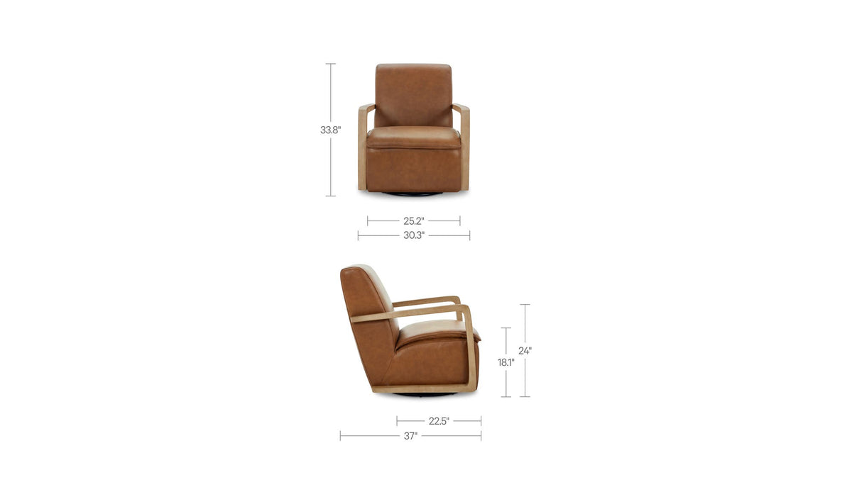 Matias Swivel Chair Tan Leather by Moe's Home Collection - view 9