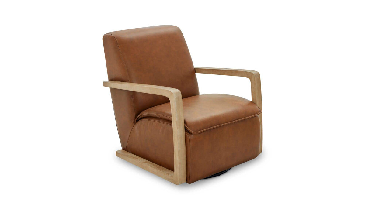 Matias Swivel Chair Tan Leather by Moe's Home Collection - view 4