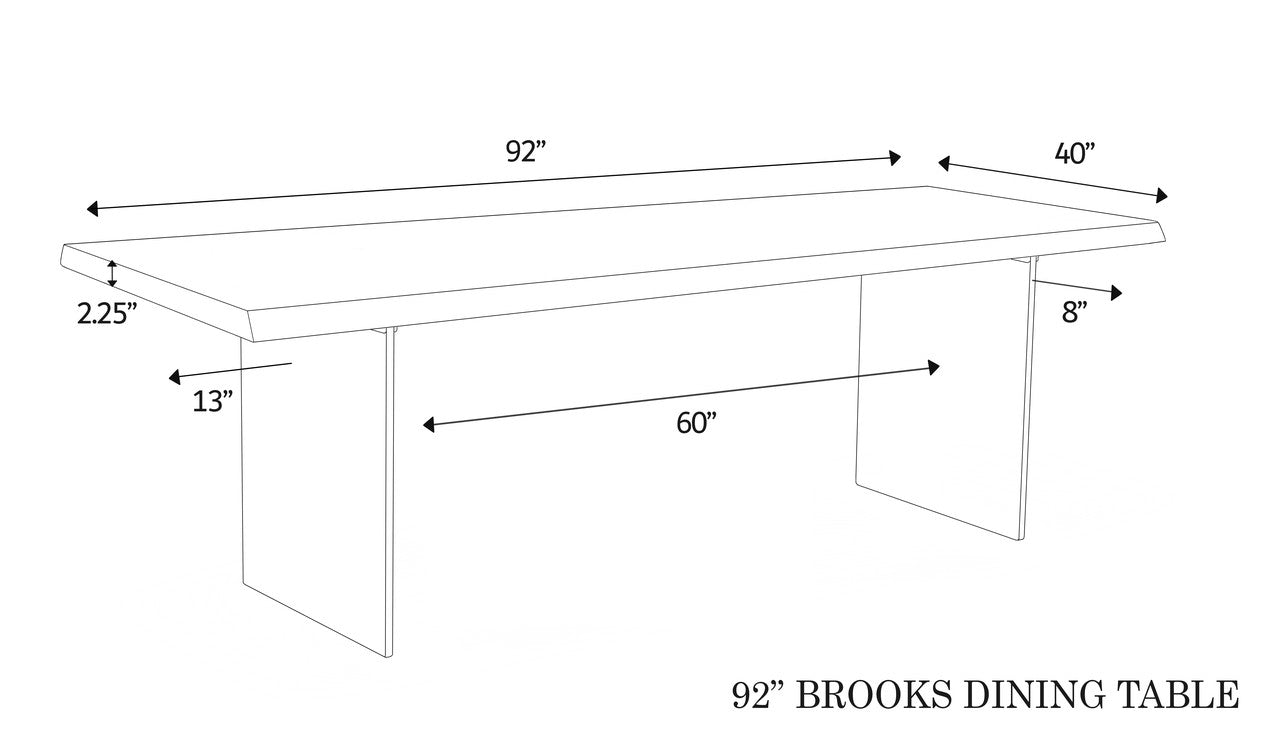 Brooks - Dining Table - Glass Base - 40" x 92" - White Wash Top - Clear Glass Base