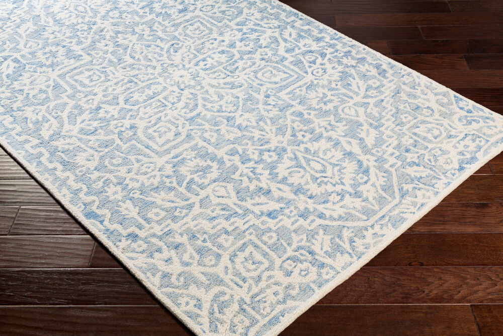Kayseri Cream/Pale Blue Handmade Rug - corner