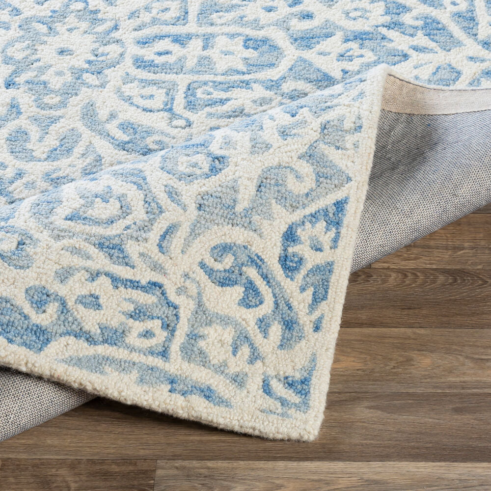 Kayseri Cream/Pale Blue Handmade Rug - fold