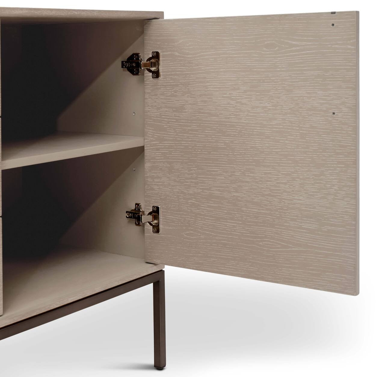 IE Series - Holly Buffet - Taupe Grey - Gun Metal Base