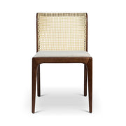 Modern Brazilian - Eloa - Cane Side Chair - Medley Ivory Seat - Nogal Frame - Natural Cane Webbing