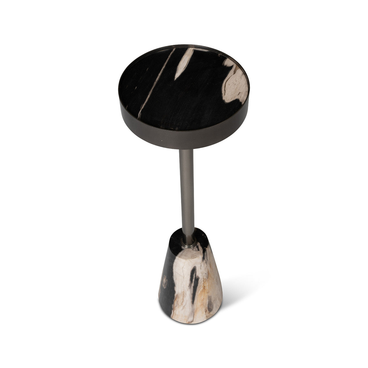 Relique - Jael Drink Table - Nickel Frame - Natural Dark  Top