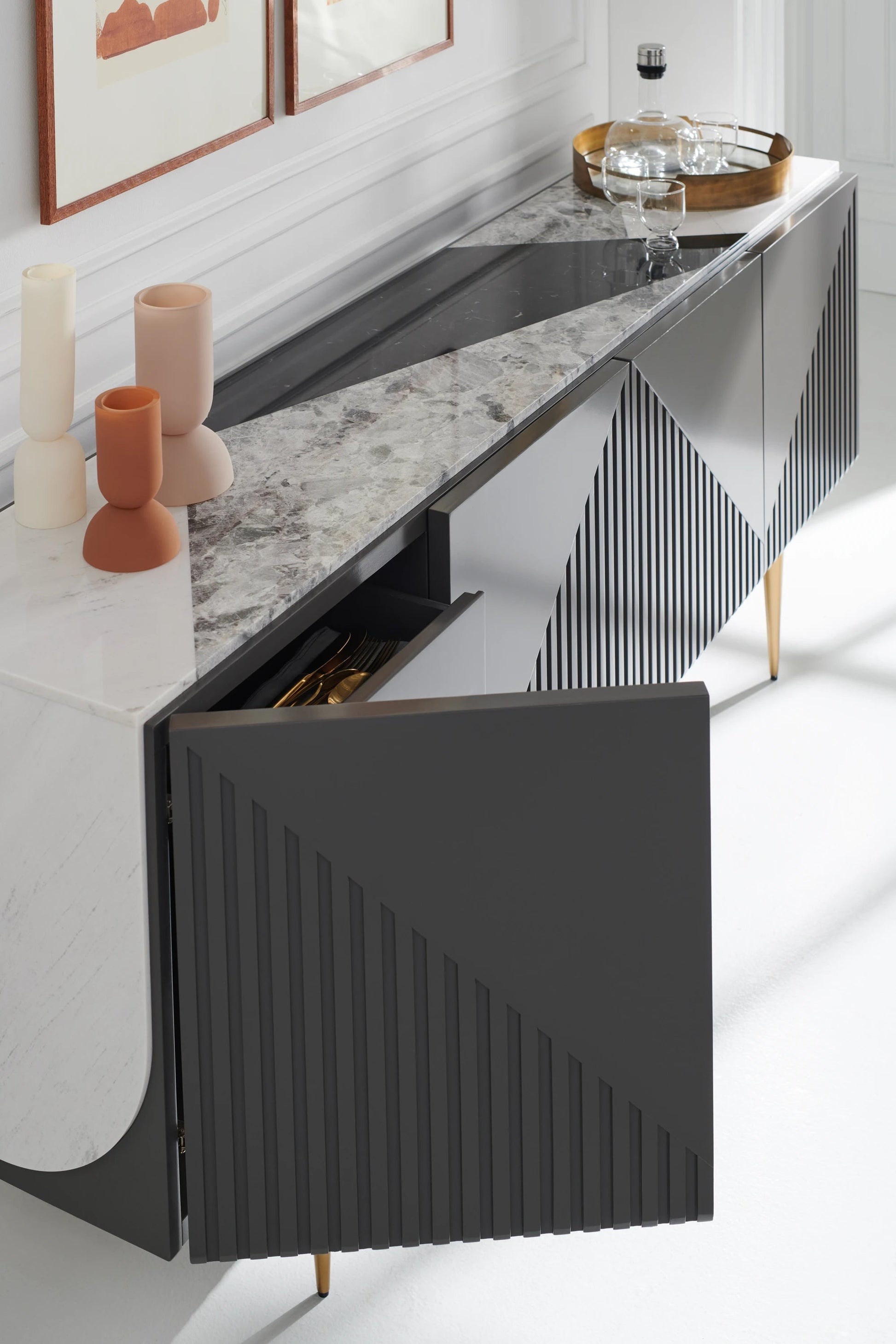 Over the Edge Champagne Gold Sideboard 80" by Caracole - view 7