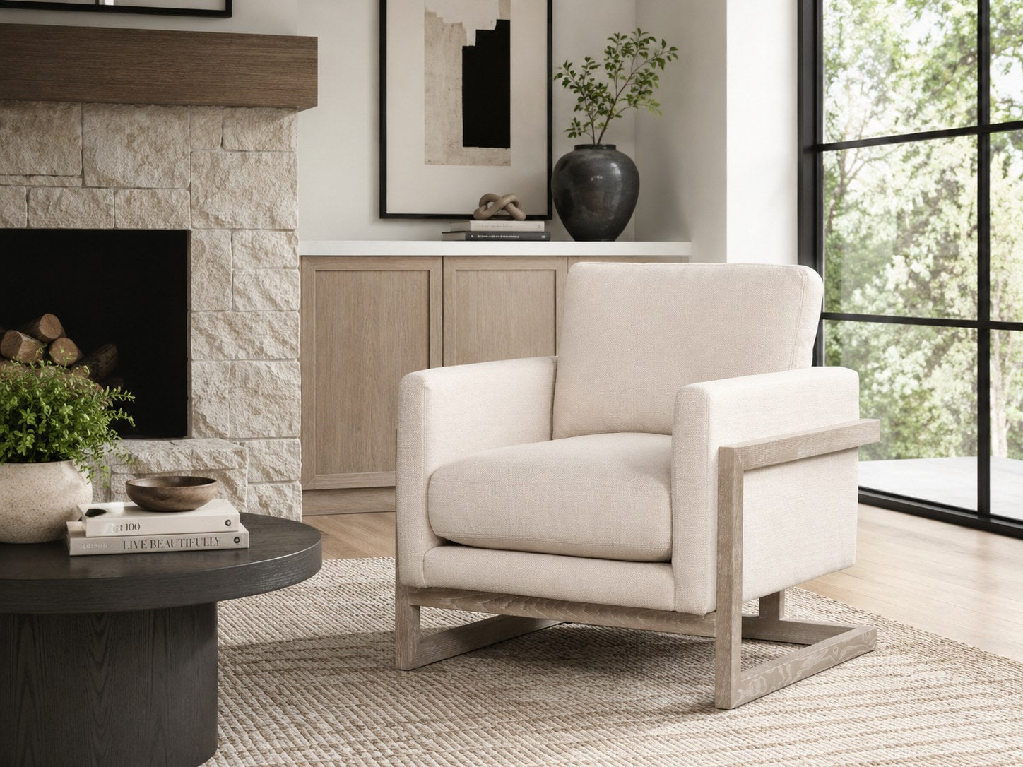 La Cienega Chair in Data Cream (Performance Fabric) lifestyle image - Data Cream Contemporary