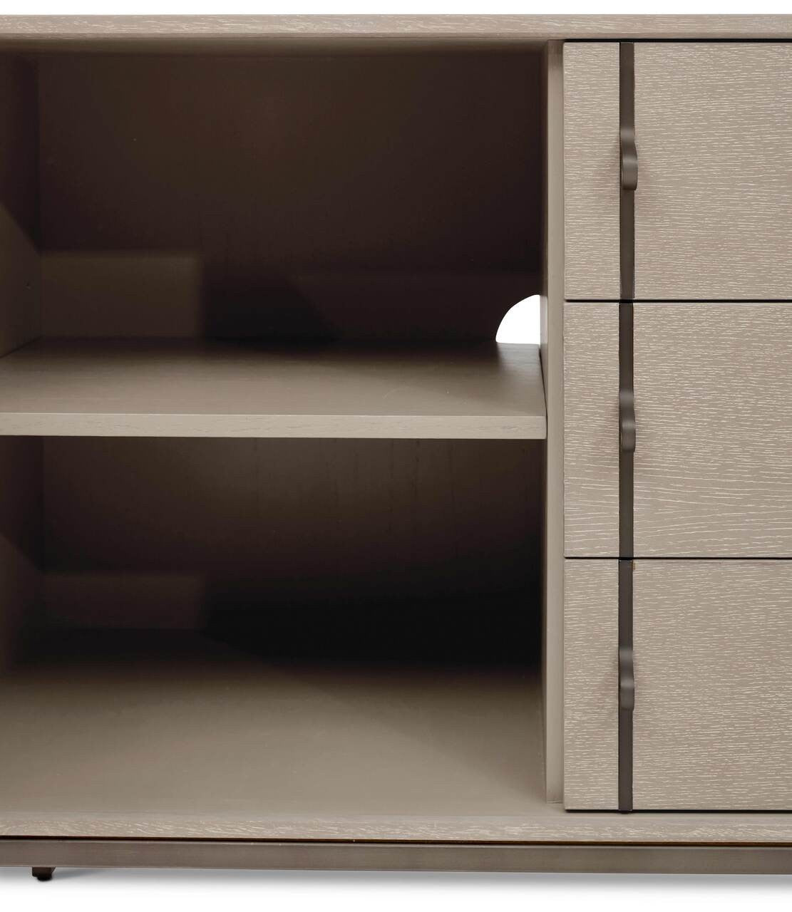 IE Series - Holly Buffet - Taupe Grey - Gun Metal Base