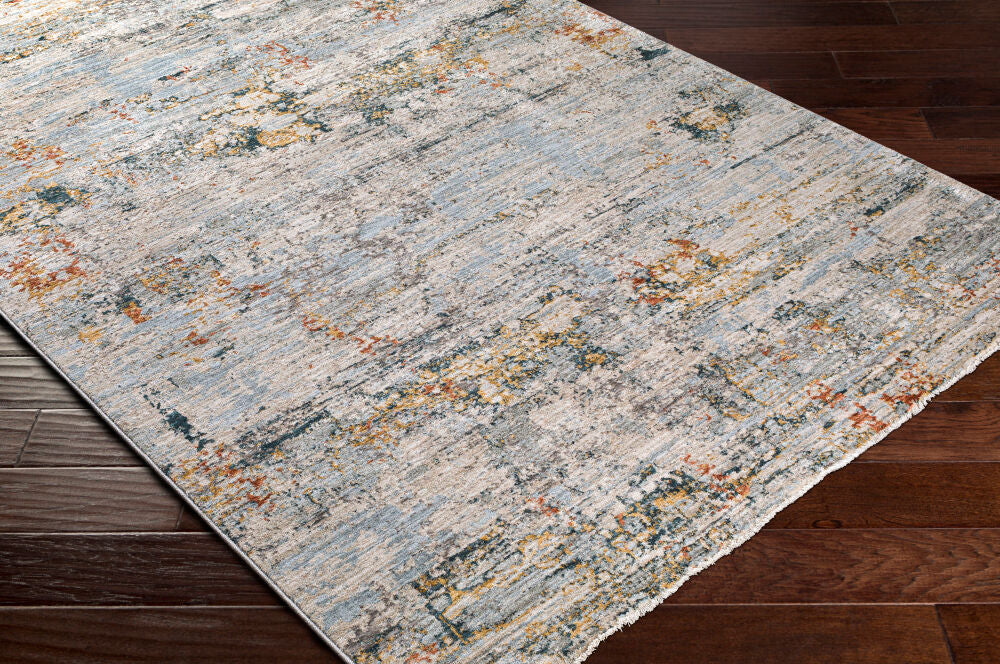 Laila Cream/Teal Machine Woven Rug LAA-2300 - corner