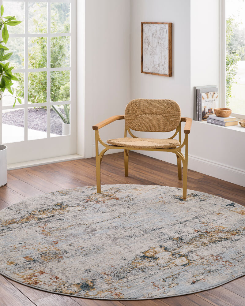 Laila Cream/Teal Machine Woven Rug LAA-2300 - roomscene