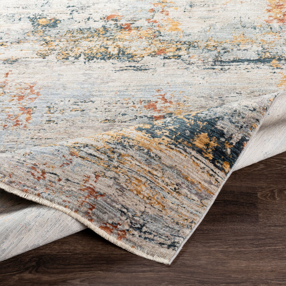 Laila Cream/Teal Machine Woven Rug LAA-2300 - fold