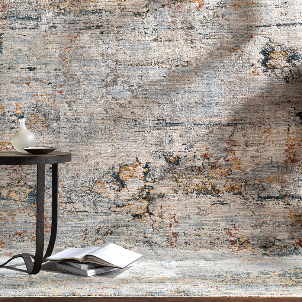 Laila Cream/Teal Machine Woven Rug LAA-2300 - styleshot
