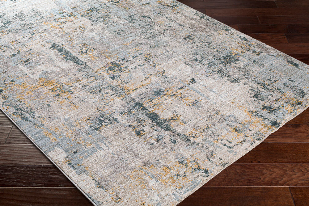 Laila Charcoal/Teal Machine Woven Rug - corner