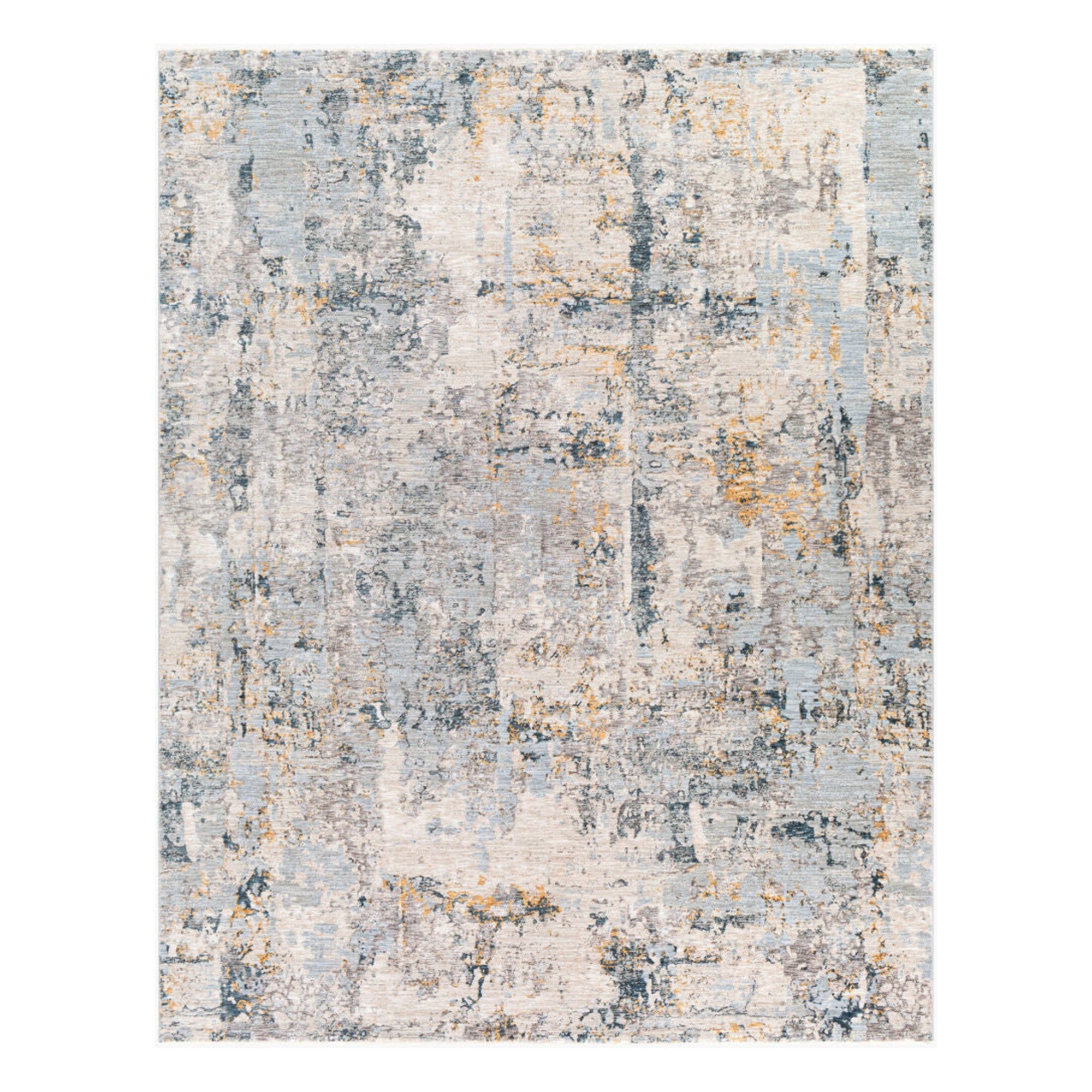 Laila Charcoal/Teal Machine Woven Rug - 2'7" x 10'