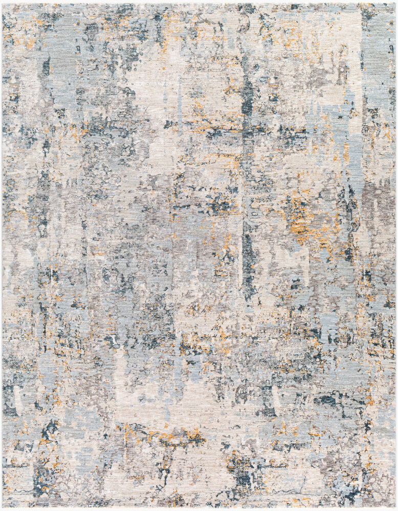 Laila Charcoal/Teal Machine Woven Rug - 2'7" x 10'