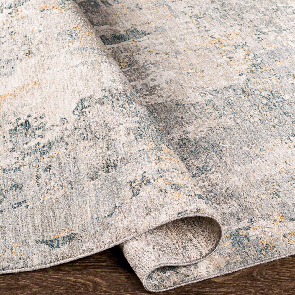 Laila Charcoal/Teal Machine Woven Rug - fold