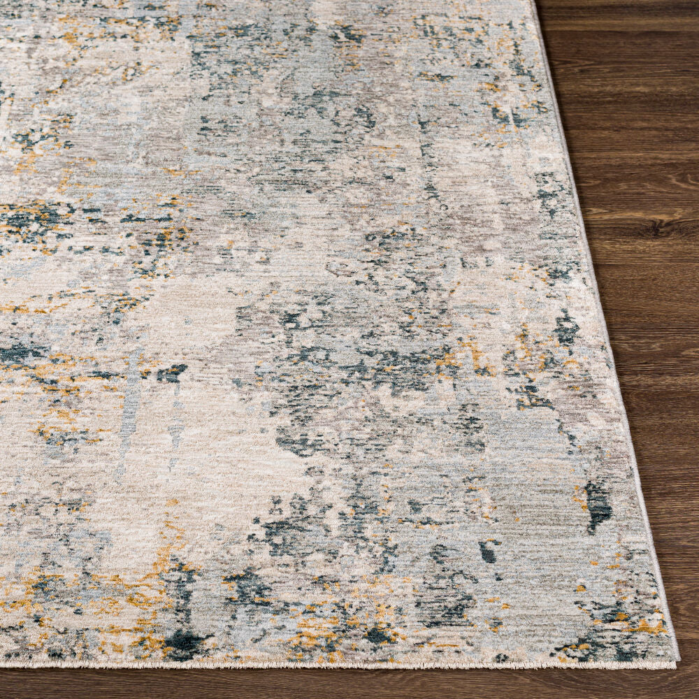 Laila Charcoal/Teal Machine Woven Rug - front