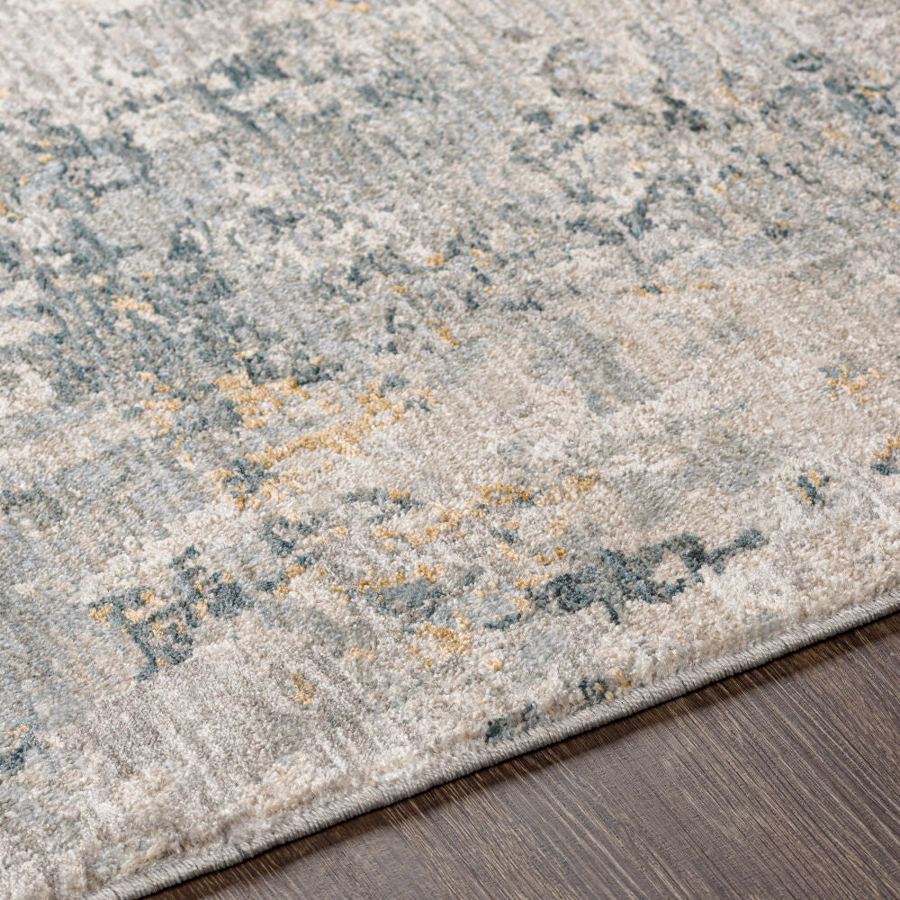 Laila Charcoal/Teal Machine Woven Rug - texture