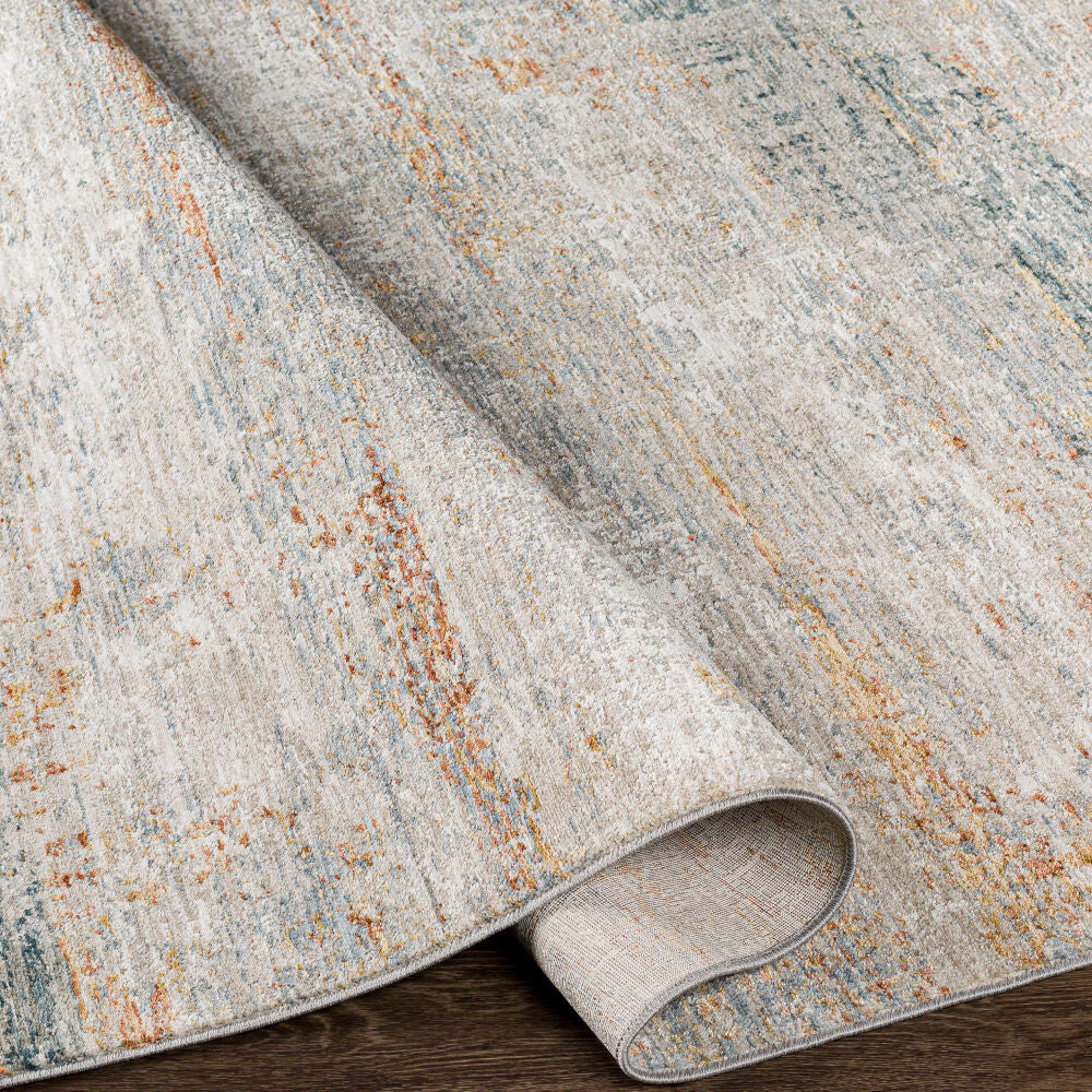 Laila Cream/Teal Machine Woven Rug LAA-2308 - fold