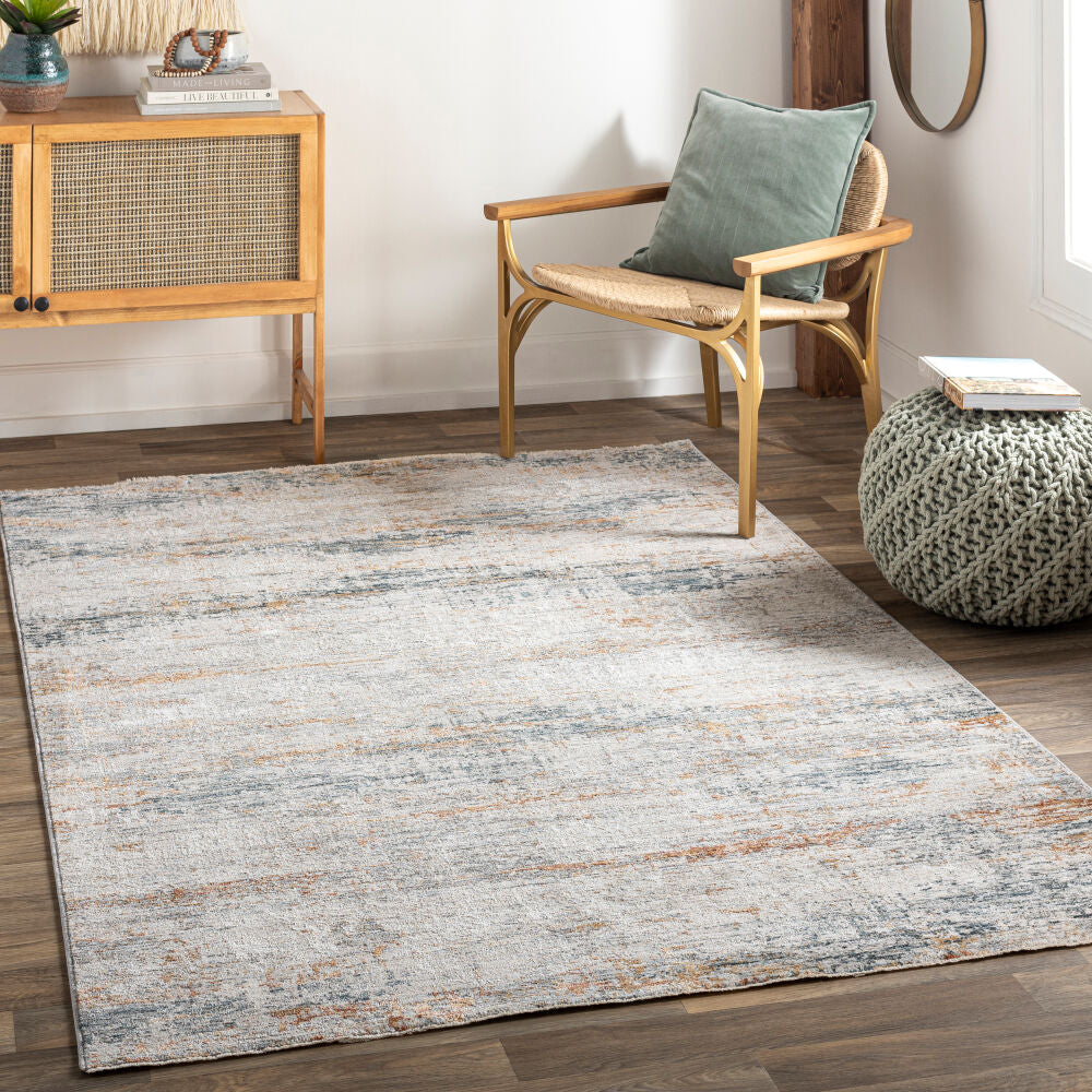 Laila Cream/Teal Machine Woven Rug LAA-2308 - roomscene