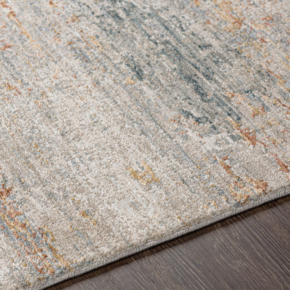 Laila Cream/Teal Machine Woven Rug LAA-2308 - texture