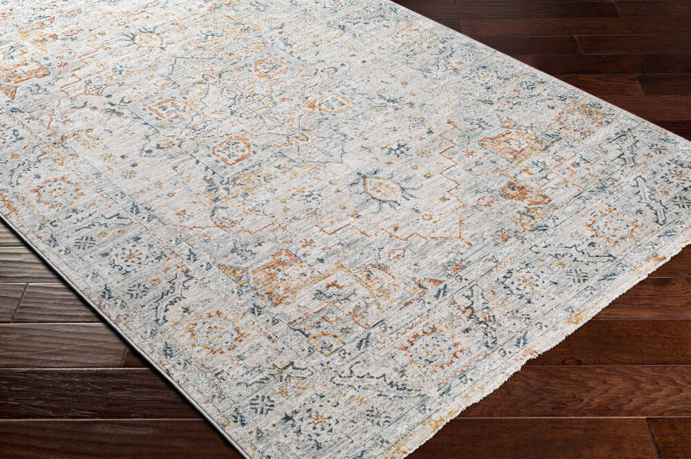 Laila Cream/Teal Machine Woven Rug LAA-2312 - corner
