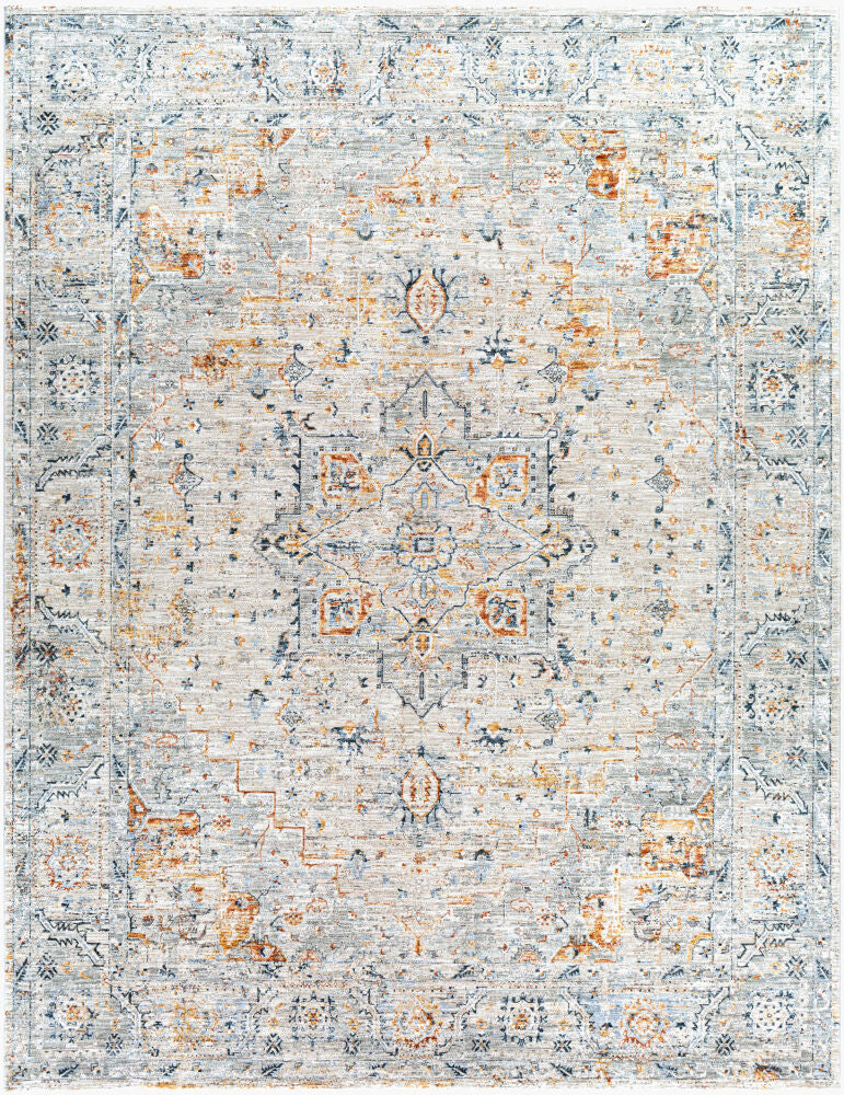 Laila Cream/Teal Machine Woven Rug LAA-2312 - 2'7" x 10'