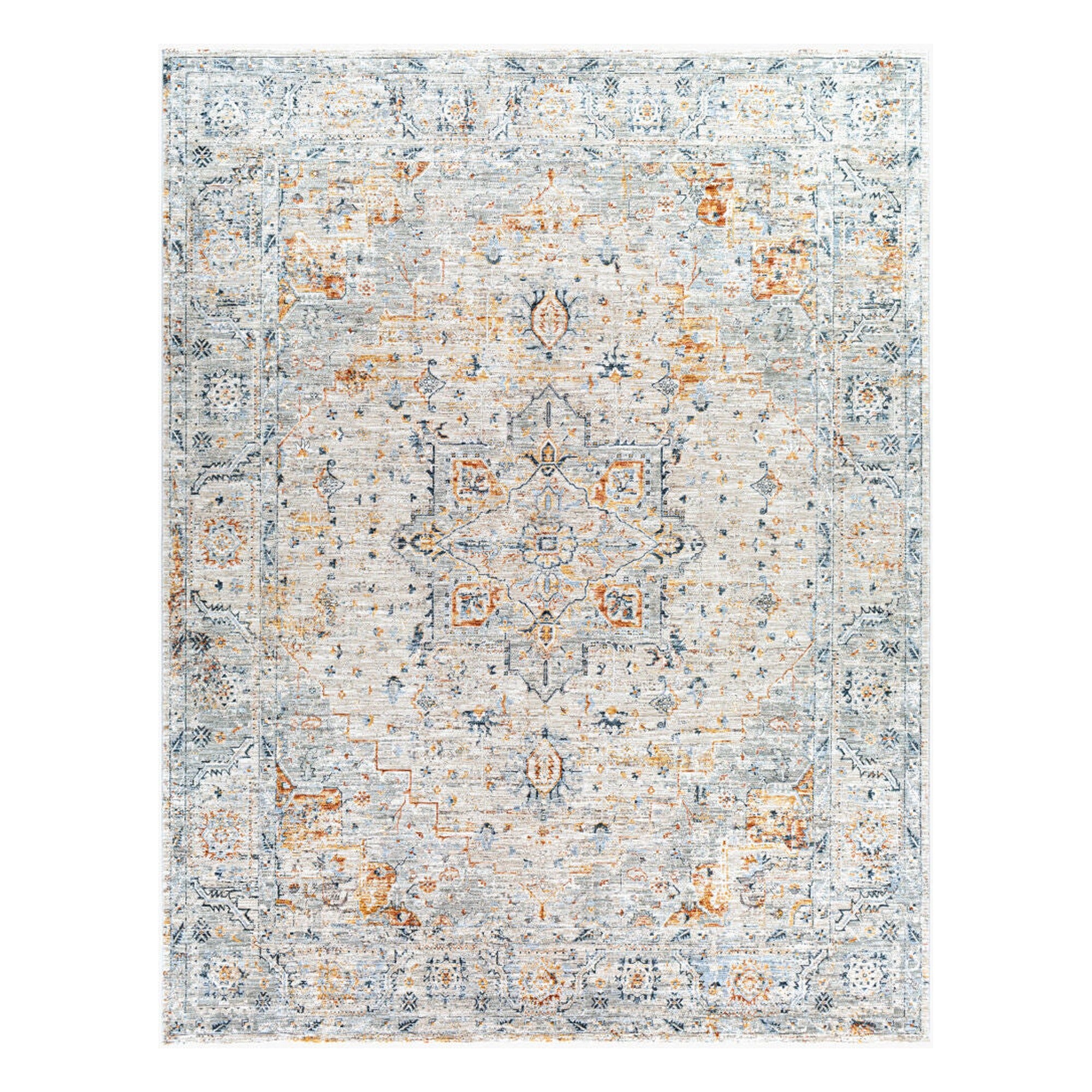 Laila Cream/Teal Machine Woven Rug LAA-2312 - 2'7" x 10'
