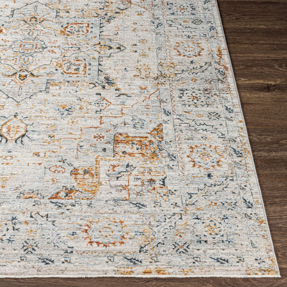 Laila Cream/Teal Machine Woven Rug LAA-2312 - front