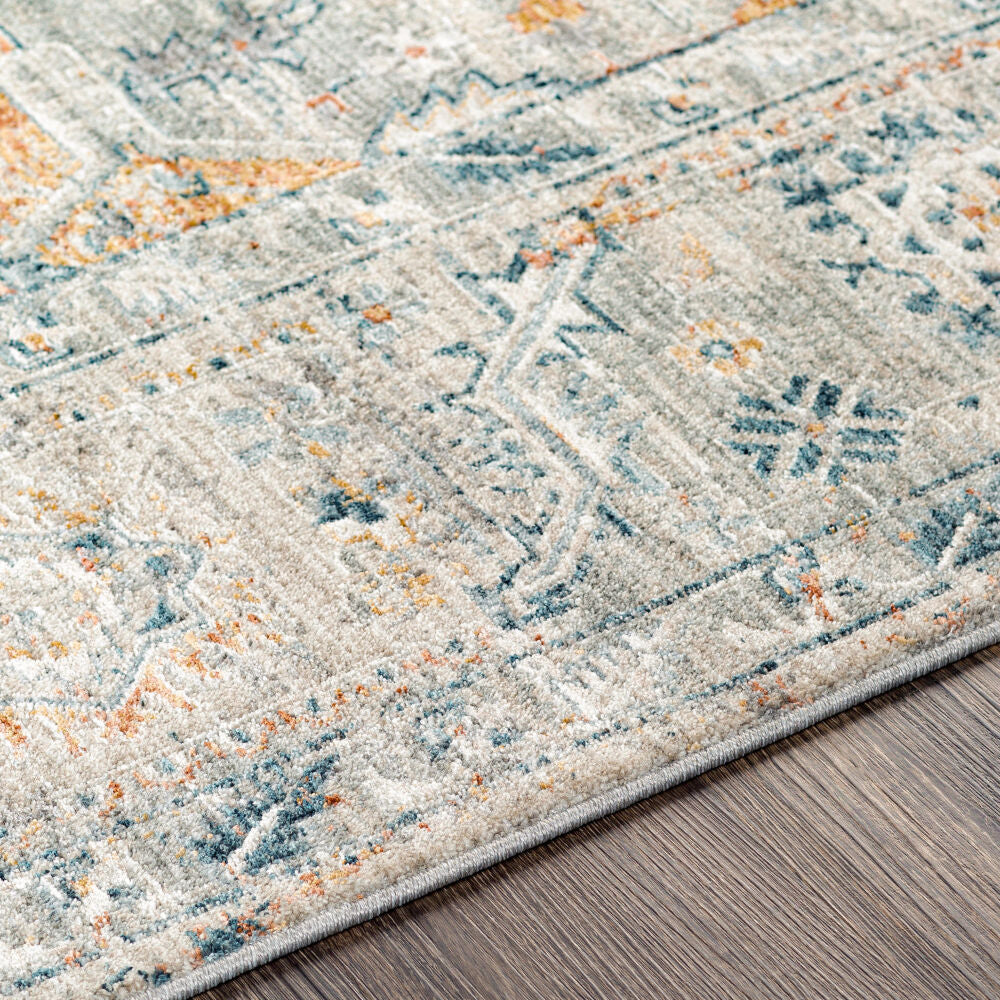 Laila Cream/Teal Machine Woven Rug LAA-2312 - texture